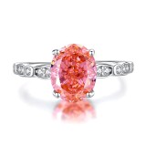 Papalacha powder S925 pure silver ring, women's pink high carbon diamond ring