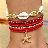 Shell, starfish, rice beads, Bohemian bead weaving bracelet, anklet necklace