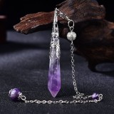Natural amethyst pink crystal pendant, single pointed hexagonal pillar necklace, yoga accessories, spiritual swing, FM external