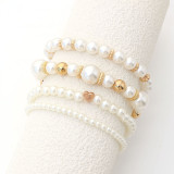 Round Pearl Imitation Pearl Love Bead Bracelet 4-piece Set Handmade