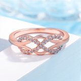 S925 Pure Silver Unlimited Lucky 8-Knot Zircon Ring Women's Food Ring
