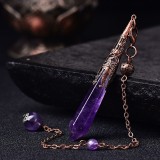 Natural amethyst pink crystal pendant, single pointed hexagonal pillar necklace, yoga accessories, spiritual swing, FM external