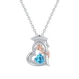 Graduation Season Doctoral Hat Necklace for Women,  zircon silver Rose Gold Two tone Diamond Pendant, Fashion Birthday Stone Lock Chain