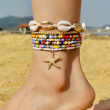Shell, starfish, rice beads, Bohemian bead weaving bracelet, anklet necklace