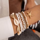 Shell, starfish, rice beads, Bohemian bead weaving bracelet, anklet necklace