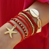 Shell, starfish, rice beads, Bohemian bead weaving bracelet, anklet necklace