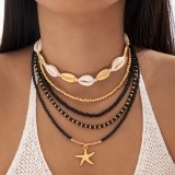 Shell, starfish, rice beads, Bohemian bead weaving bracelet, anklet necklace