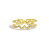 S925 Double layered Heart Lightning Diagram Set Zircon Ring Female Food Ring