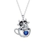 Cow necklace with diamond zircon pendant and twelve birthstones