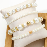 Round Pearl Imitation Pearl Love Bead Bracelet 4-piece Set Handmade