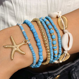 Shell, starfish, rice beads, Bohemian bead weaving bracelet, anklet necklace