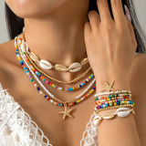 Shell, starfish, rice beads, Bohemian bead weaving bracelet, anklet necklace