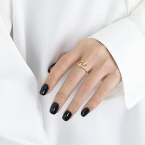 S925 sterling silver double cross open ring for women's trendy food ring