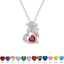 Graduation Season Doctoral Hat Necklace for Women,  zircon silver Rose Gold Two tone Diamond Pendant, Fashion Birthday Stone Lock Chain