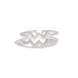 S925 Double layered Heart Lightning Diagram Set Zircon Ring Female Food Ring