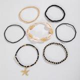 Shell, starfish, rice beads, Bohemian bead weaving bracelet, anklet necklace