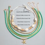 Shell, starfish, rice beads, Bohemian bead weaving bracelet, anklet necklace