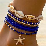 Shell, starfish, rice beads, Bohemian bead weaving bracelet, anklet necklace