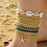 Shell, starfish, rice beads, Bohemian bead weaving bracelet, anklet necklace