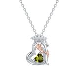 Graduation Season Doctoral Hat Necklace for Women,  zircon silver Rose Gold Two tone Diamond Pendant, Fashion Birthday Stone Lock Chain