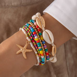 Shell, starfish, rice beads, Bohemian bead weaving bracelet, anklet necklace