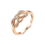 S925 Pure Silver Unlimited Lucky 8-Knot Zircon Ring Women's Food Ring