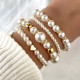 Round Pearl Imitation Pearl Love Bead Bracelet 4-piece Set Handmade