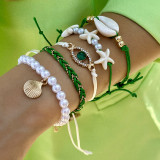 Shell, starfish, rice beads, Bohemian bead weaving bracelet, anklet necklace