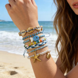 Shell, starfish, rice beads, Bohemian bead weaving bracelet, anklet necklace
