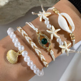 Shell, starfish, rice beads, Bohemian bead weaving bracelet, anklet necklace