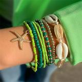 Shell, starfish, rice beads, Bohemian bead weaving bracelet, anklet necklace