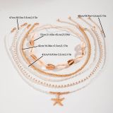 Shell, starfish, rice beads, Bohemian bead weaving bracelet, anklet necklace