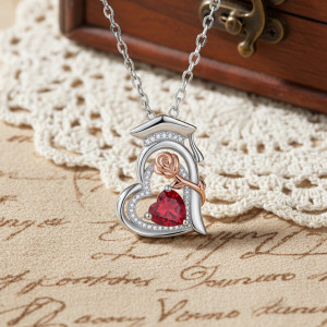 Graduation Season Doctoral Hat Necklace for Women,  zircon silver Rose Gold Two tone Diamond Pendant, Fashion Birthday Stone Lock Chain