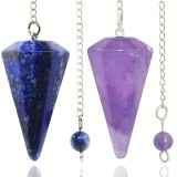 Natural Crystal Hexagonal Cone Pink Crystal Tiger Eye Spirit Pendant Natural Crystal Stone Cone Pendant DIY Crystal Pendant