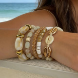 Shell, starfish, rice beads, Bohemian bead weaving bracelet, anklet necklace