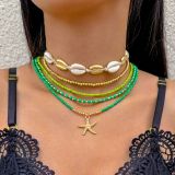 Shell, starfish, rice beads, Bohemian bead weaving bracelet, anklet necklace