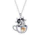 Cow necklace with diamond zircon pendant and twelve birthstones