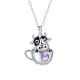 Cow necklace with diamond zircon pendant and twelve birthstones