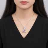 Graduation Season Doctoral Hat Necklace for Women,  zircon silver Rose Gold Two tone Diamond Pendant, Fashion Birthday Stone Lock Chain