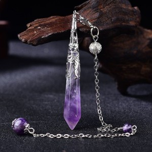 Natural amethyst pink crystal pendant, single pointed hexagonal pillar necklace, yoga accessories, spiritual swing, FM external