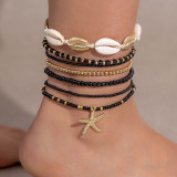 Shell, starfish, rice beads, Bohemian bead weaving bracelet, anklet necklace