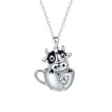 Cow necklace with diamond zircon pendant and twelve birthstones
