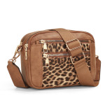 Color Block Multi-functional Zippered Crossbody Bag Square PU Single Shoulder Bag Wallet Adjustable Shoulder Strap