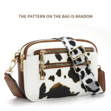 Color Block Multi-functional Zippered Crossbody Bag Square PU Single Shoulder Bag Wallet Adjustable Shoulder Strap