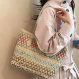 Large capacity ethnic style crossbody bag for women with wide shoulder straps, single shoulder tote bag for leisure travel