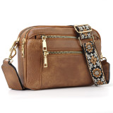 Color Block Multi-functional Zippered Crossbody Bag Square PU Single Shoulder Bag Wallet Adjustable Shoulder Strap