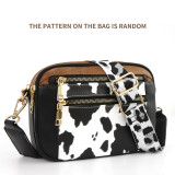 Color Block Multi-functional Zippered Crossbody Bag Square PU Single Shoulder Bag Wallet Adjustable Shoulder Strap