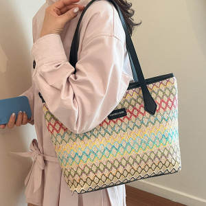 Large capacity ethnic style crossbody bag for women with wide shoulder straps, single shoulder tote bag for leisure travel