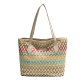Large capacity ethnic style crossbody bag for women with wide shoulder straps, single shoulder tote bag for leisure travel