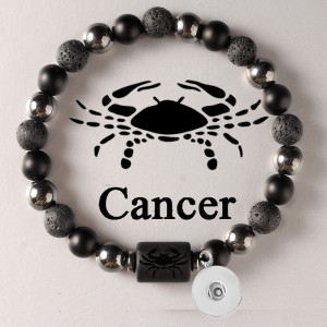 12 Constellation 20mm snap button Bracelet Natural Stone Zodiac Bracelet